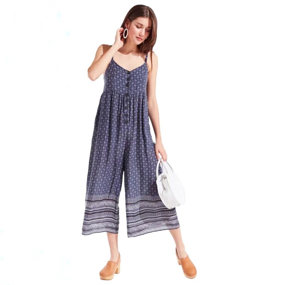 Urban Outfitters Jumpsuit Boho Wide Leg Loose Fit Blue Paisley S